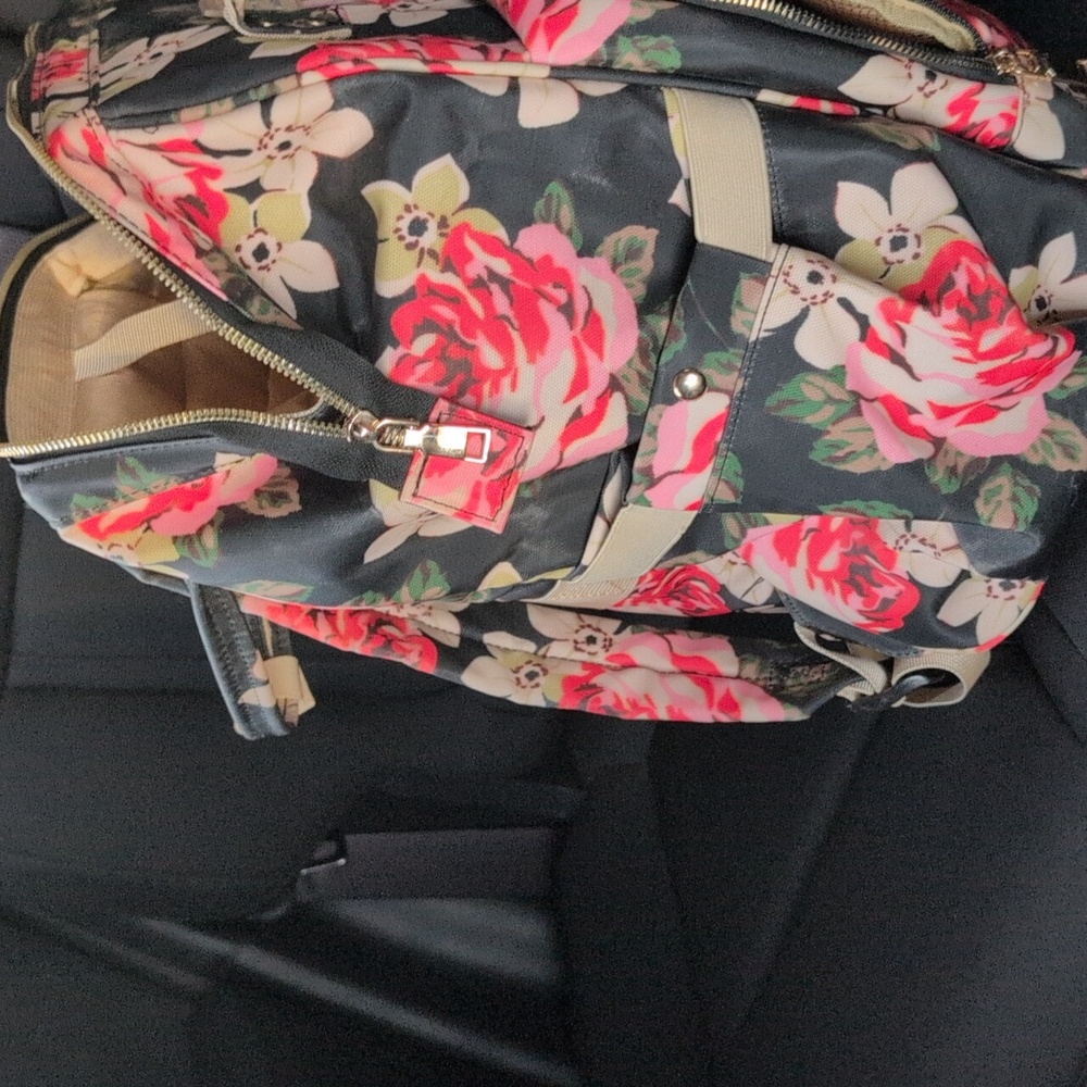 Vsnoon Laptop Backpack With Grey Pink Floral Design - Picture 8 of 12